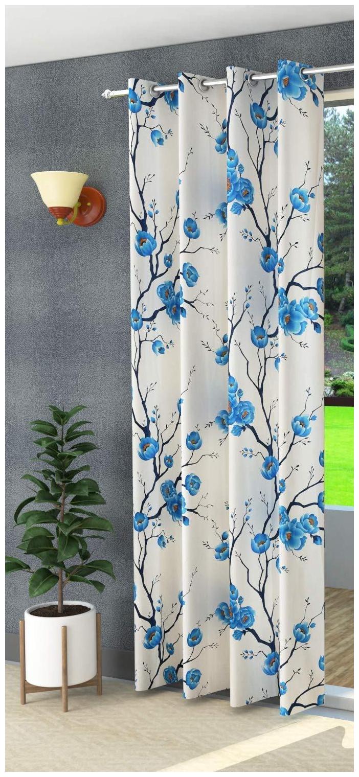 

Spangle Homes Polyester Window Semi Transparent Turquoise Regular Curtain ( Eyelet Closure Floral )