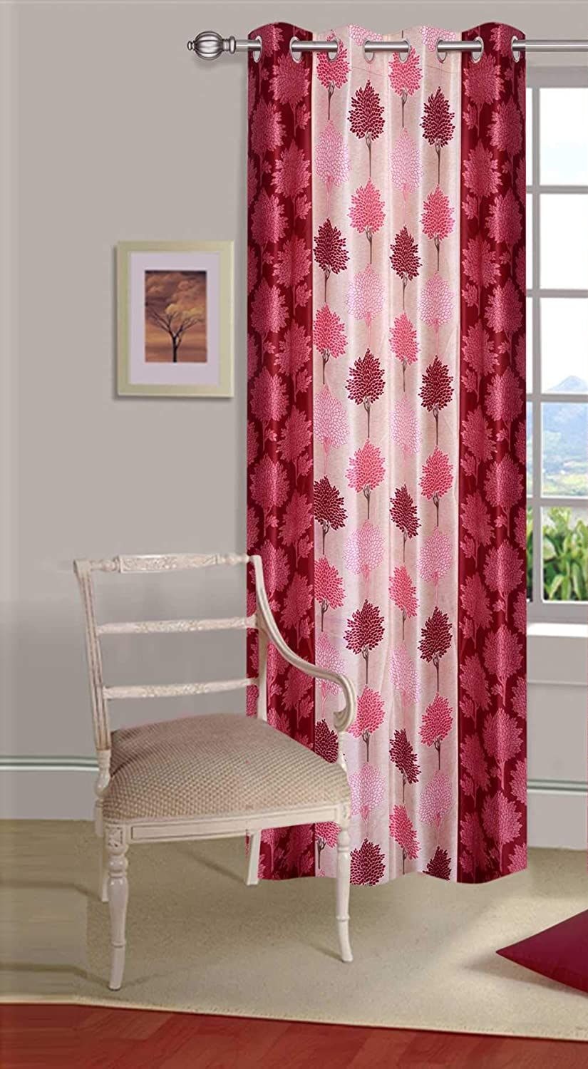 

Spangle Homes Polyester Window Semi Transparent Red Regular Curtain ( Eyelet Closure Floral )