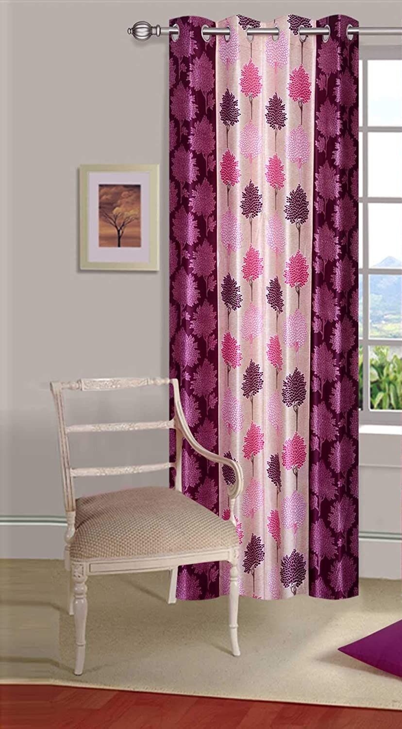 

Spangle Homes Polyester Window Semi Transparent Purple Regular Curtain ( Eyelet Closure Floral )