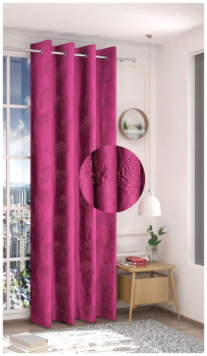 

Spangle Homes Polyester Window Blackout Pink Regular Curtain ( Eyelet Closure Printed )