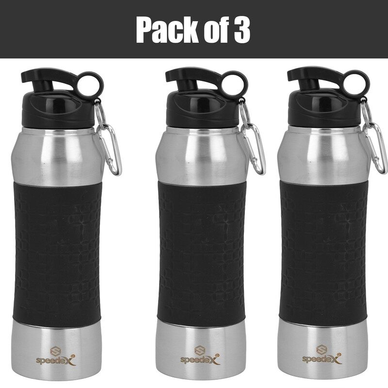 

Speedex Stainless Steel Black Water Bottle ( 750 ml Set of 3 )
