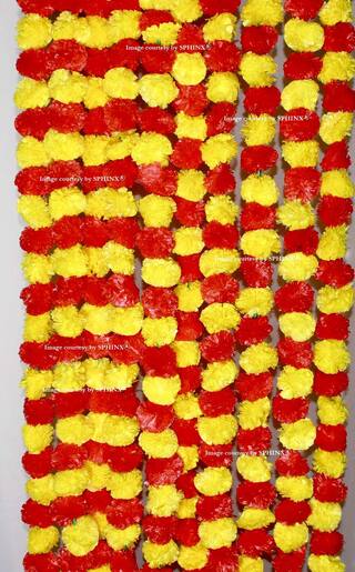 Buy Sphinx Artificial Marigold Fluffy Flowers Garlands For