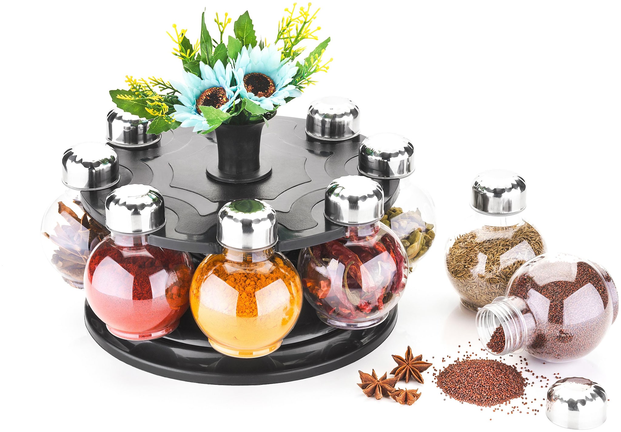 

Spice Storage Masala Storage Masala Box Spice Box Masala Rack Spice Rack Spice Jar Spice Container Masala Container Spice Set Kitchen Rack Condiment Set Of 8 (Black)