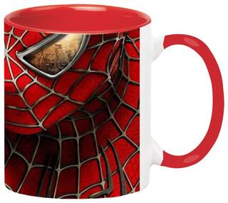 Spiderman Birthday Gift for Kids Ceramic Black Mug by Ashvah-Mug-1896-Red