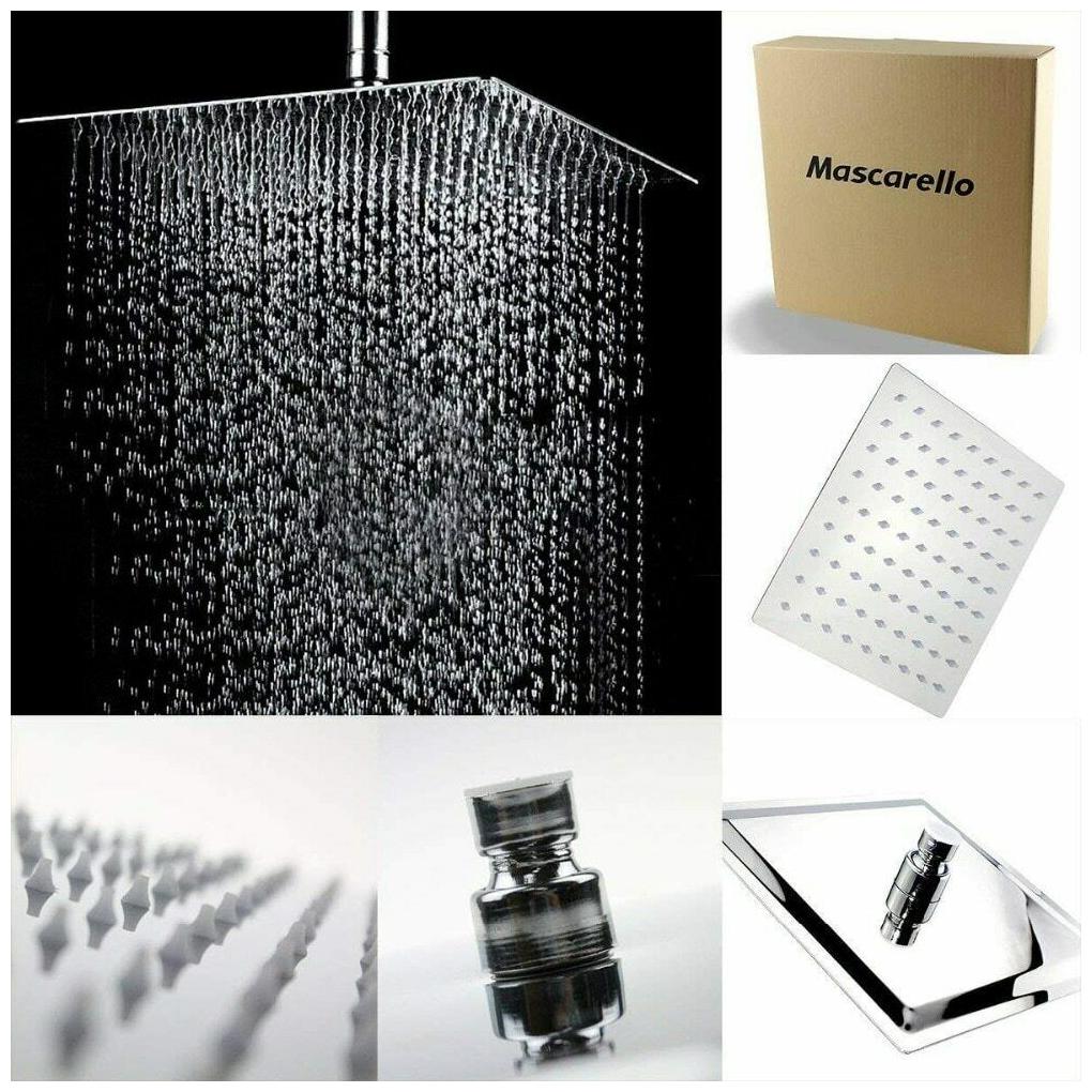 

Square Bathroom Stainless Steel Rain Shower Head Rainfall 12 Inch Bath Shower