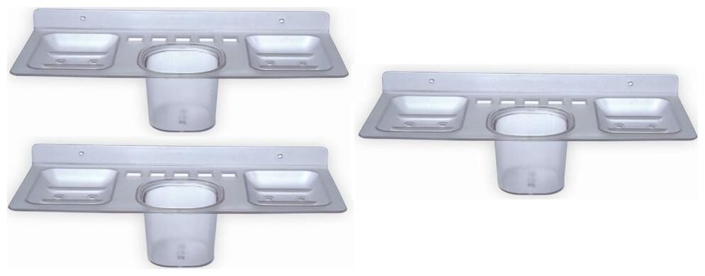 

LOGGER - Acrylic 4 in 1 SoapDish ToothBrush ToothPaste Holder Set of 3 pcs (Material Acrylic Unbreakable)