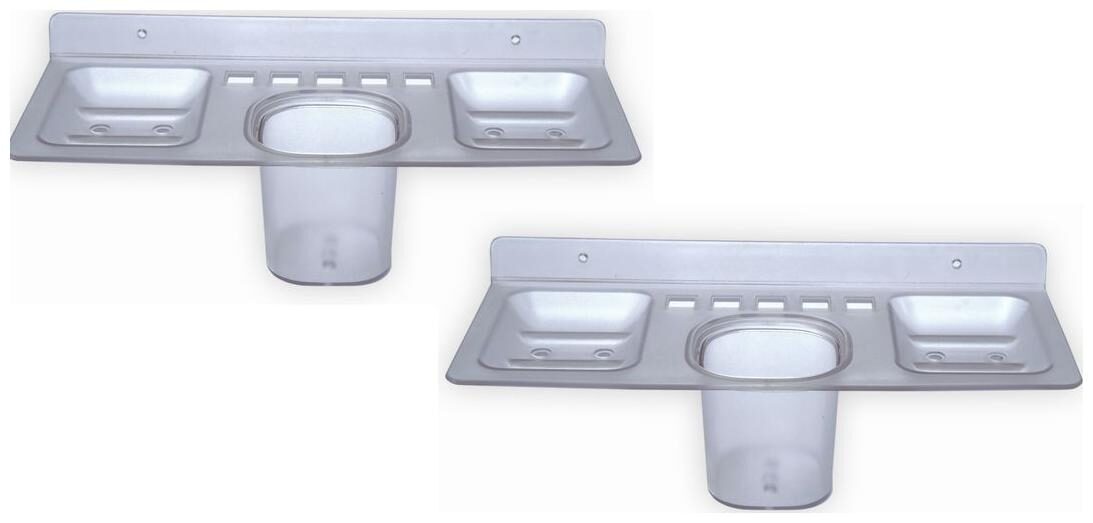 

LOGGER - Acrylic 4 in 1 SoapDish ToothBrush ToothPaste Holder Set of 2 pcs (Material Acrylic PP)
