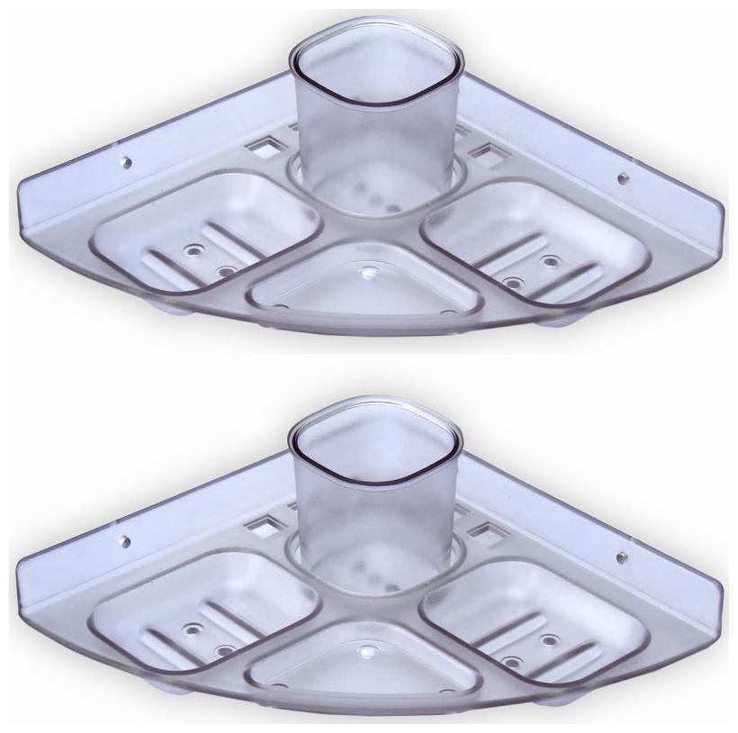 

LOGGER - Acrylic 5 in 1 SoapDish ToothBrush ToothPaste Holder Set of 2 pcs (Material Acrylic PP)