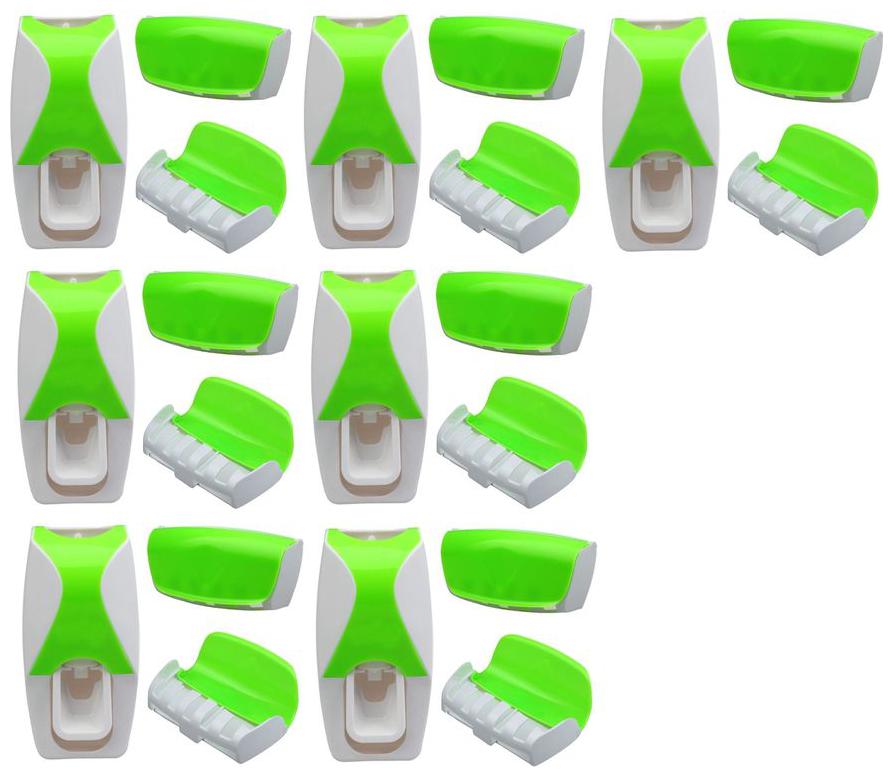 

LOGGER - Automatic Toothpaste Dispenser with Toothbrush Holder Set of 7 pcs (Color - Green)
