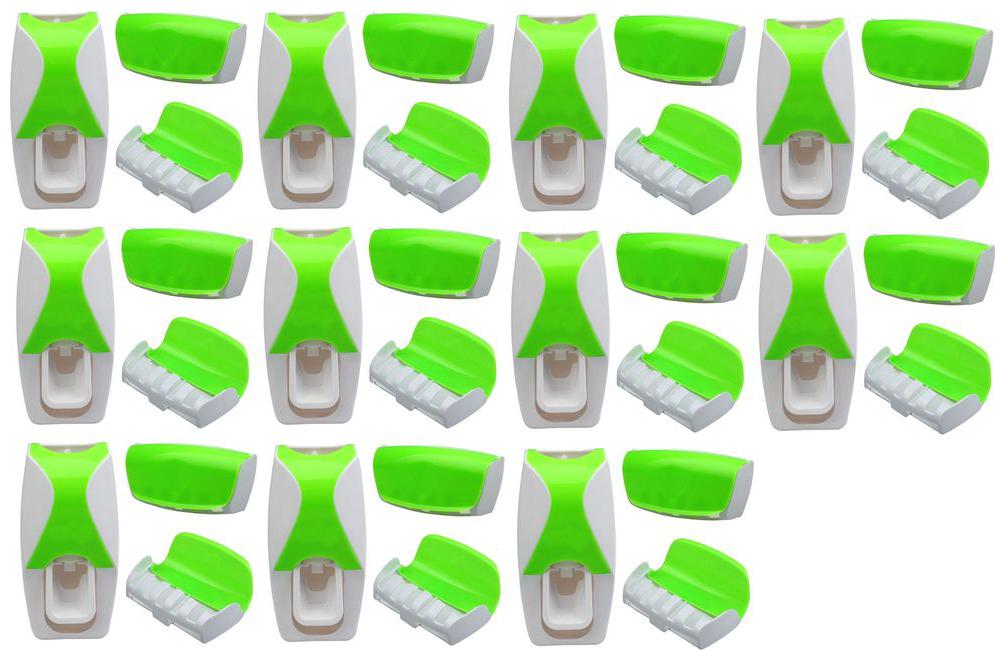

LOGGER - Automatic Toothpaste Dispenser with Toothbrush Holder Set of 11 pcs (Color - Green)