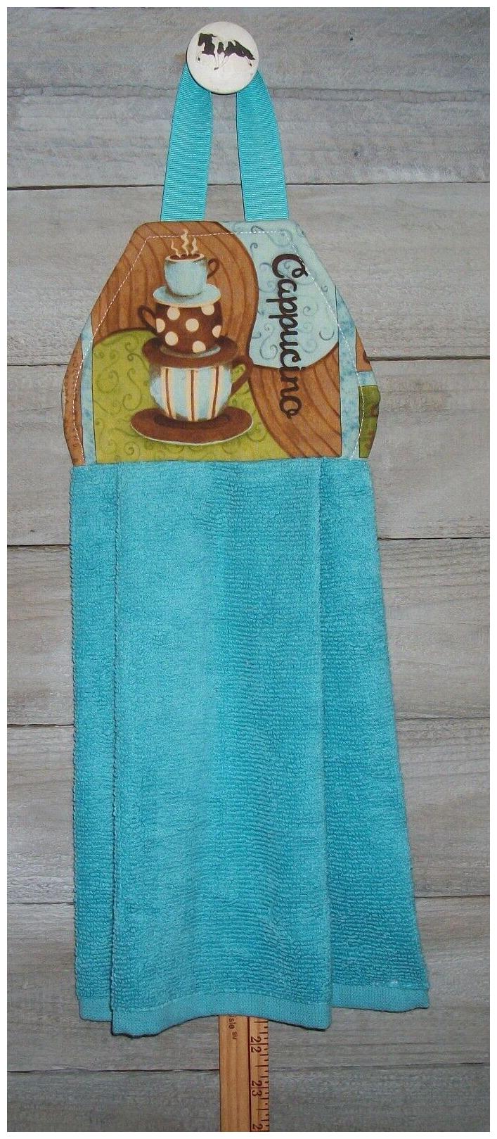 

Stacked Coffee Cups Cappucino Mugs Mumm Hanging Kitchen Oven Cabinet Dishtowel