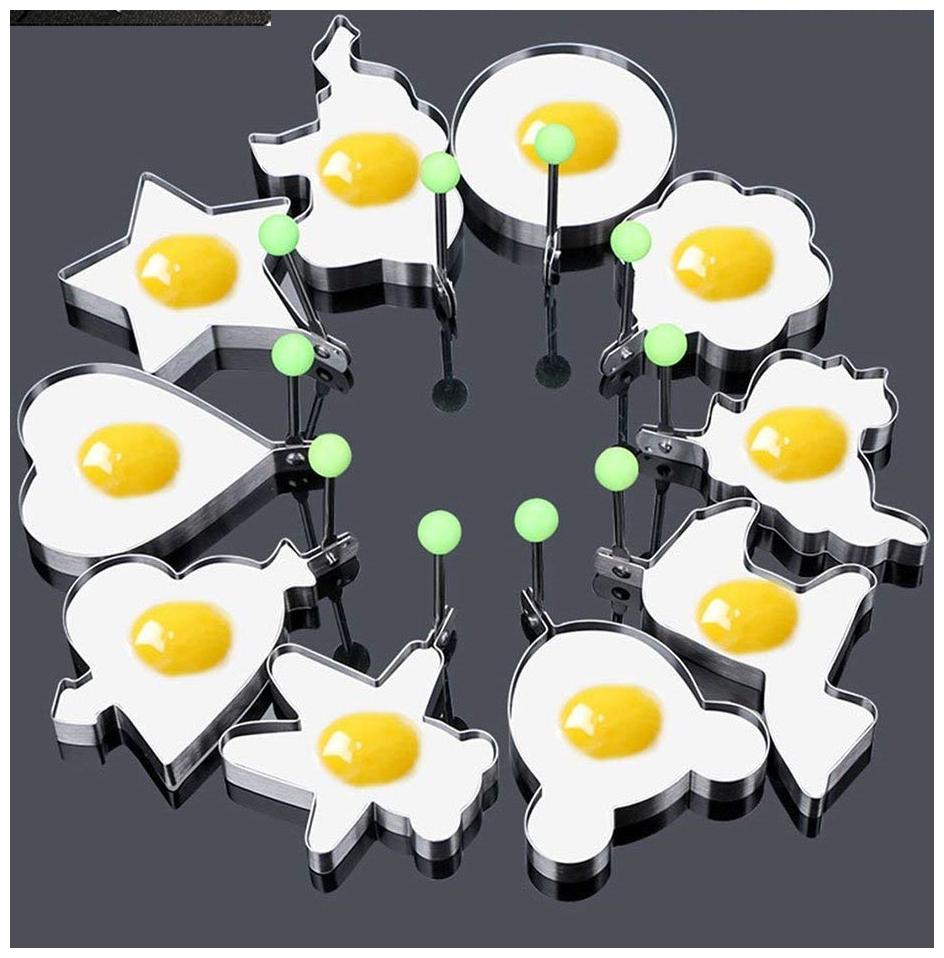 

Stainless Steel Nonstick Fried Egg Mold Ring Pancake Cooker Set of 10