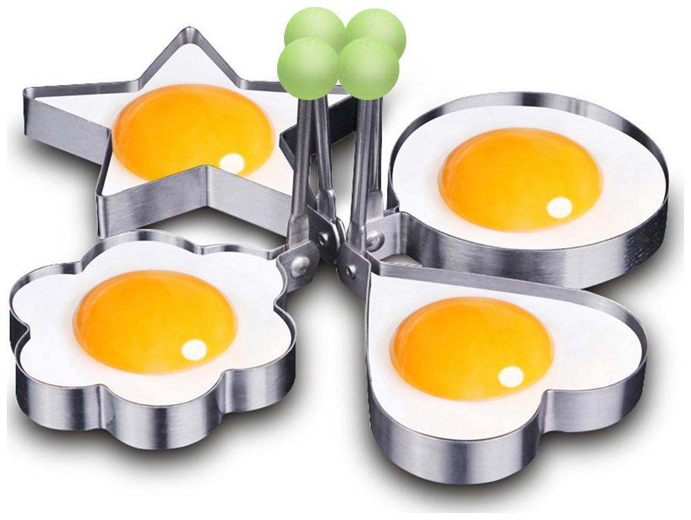 

Stainless Steel Fried Egg Mold Non Stick Omelette Pancake Rings Cooking Tools Set of 4 Silver