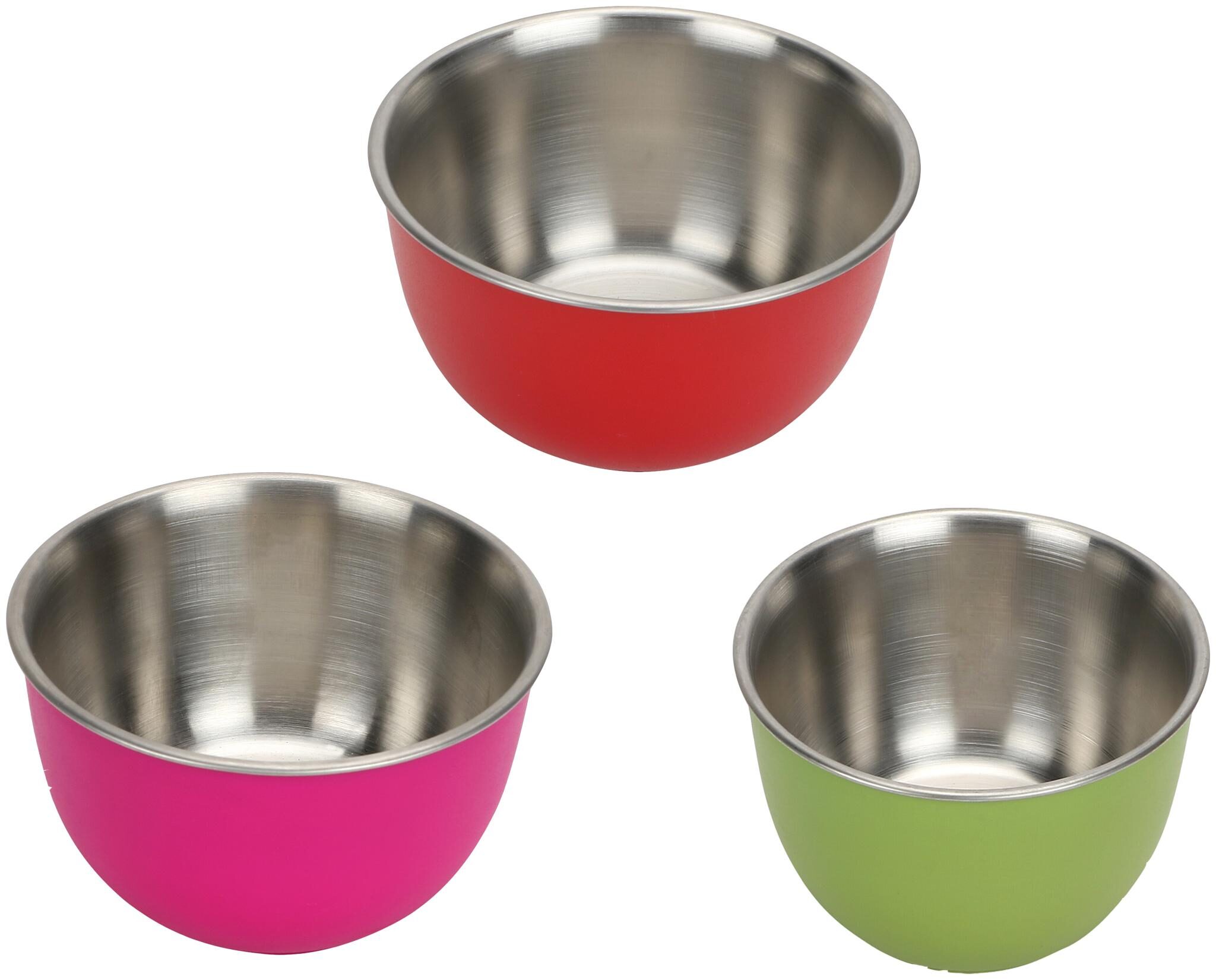 

Stainless Steel Micro Wave Safe Color Full Bowl Set of 3 pcs 15 Cm