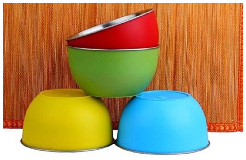 

Stainless Steel Micro Wave Safe Color Full Bowl Set of 4 pcs