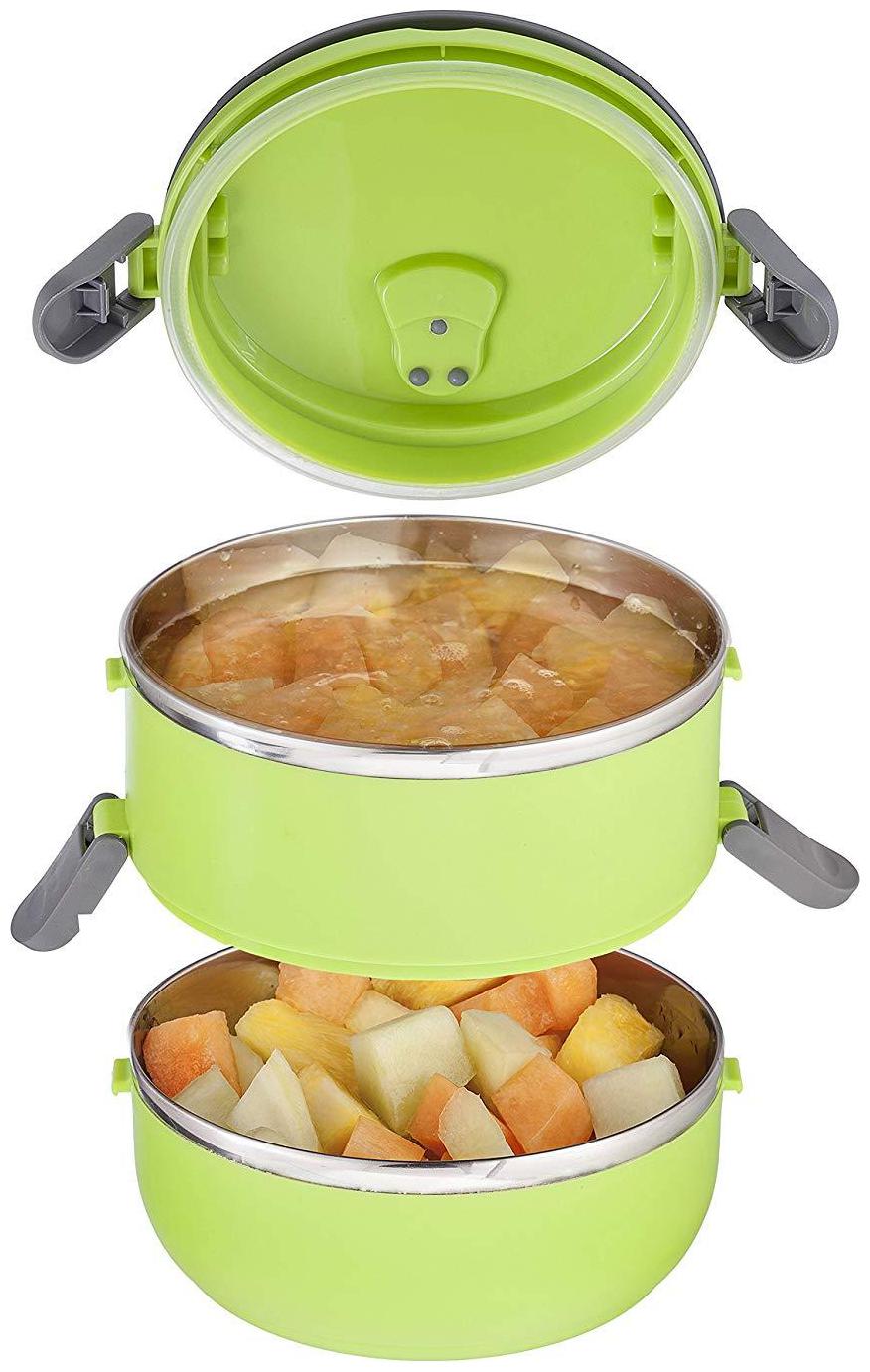 

Stainless Steel 2 Layer Lunch Box (1Pc) Multi Color