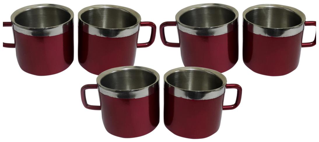 

Stainless steel double wall set of 6 Maroon cups