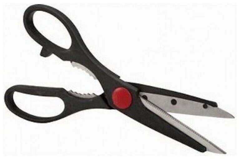

STAINLESS STEEL MULTI-PURPOSE SHEARS SCISSORS Serrated Edge Jar Bottle Opener