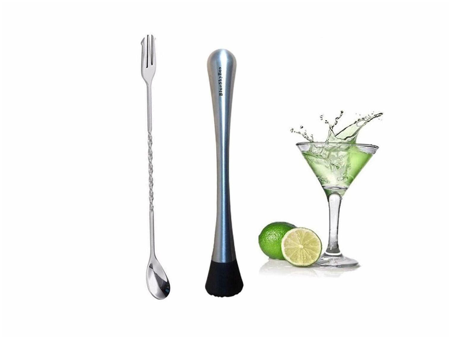 

Stainless Steel Cocktail Muddler Mixed Spoon Mashes Fruits Herbs Spices Tool