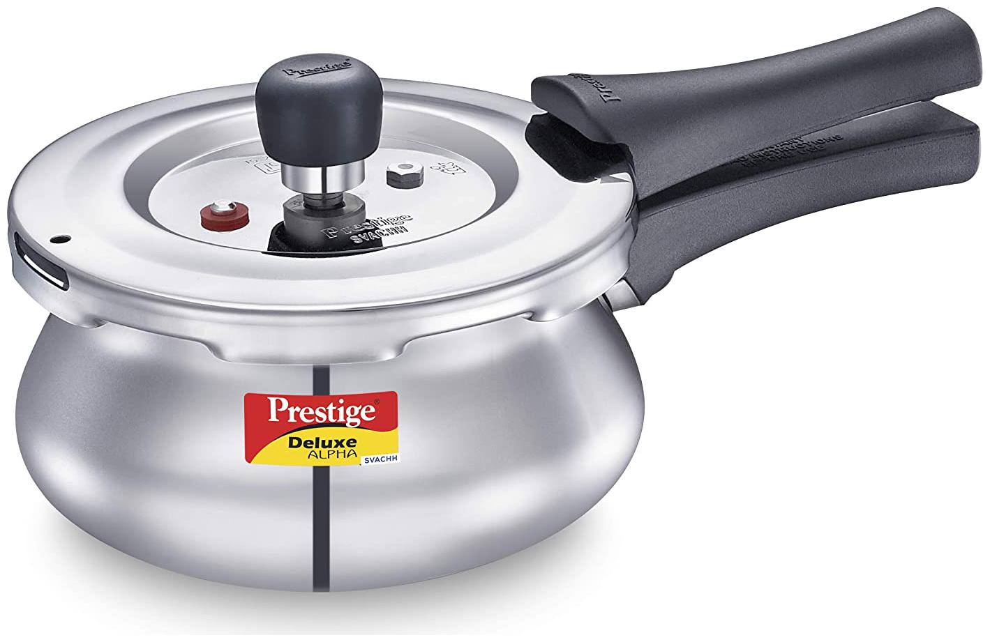 

Prestige Svachh Alpha Stainless Steel 1 5 L Induction Bottom Outer Lid Pressure Cooker - Set of 1 ISI Certified
