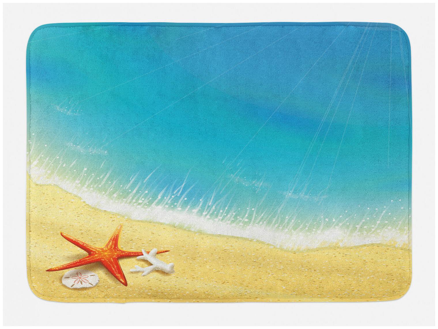 

Starfish Bath Mat Waves on Beach Non-Slip Plush Mat 29 5 X 17 5 Inches
