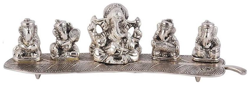 

Starvis Silver Plated Musical Ganesha God Idol Oxidized Silver Finish with Beautiful Red Velvet Box (12 cm Silver)