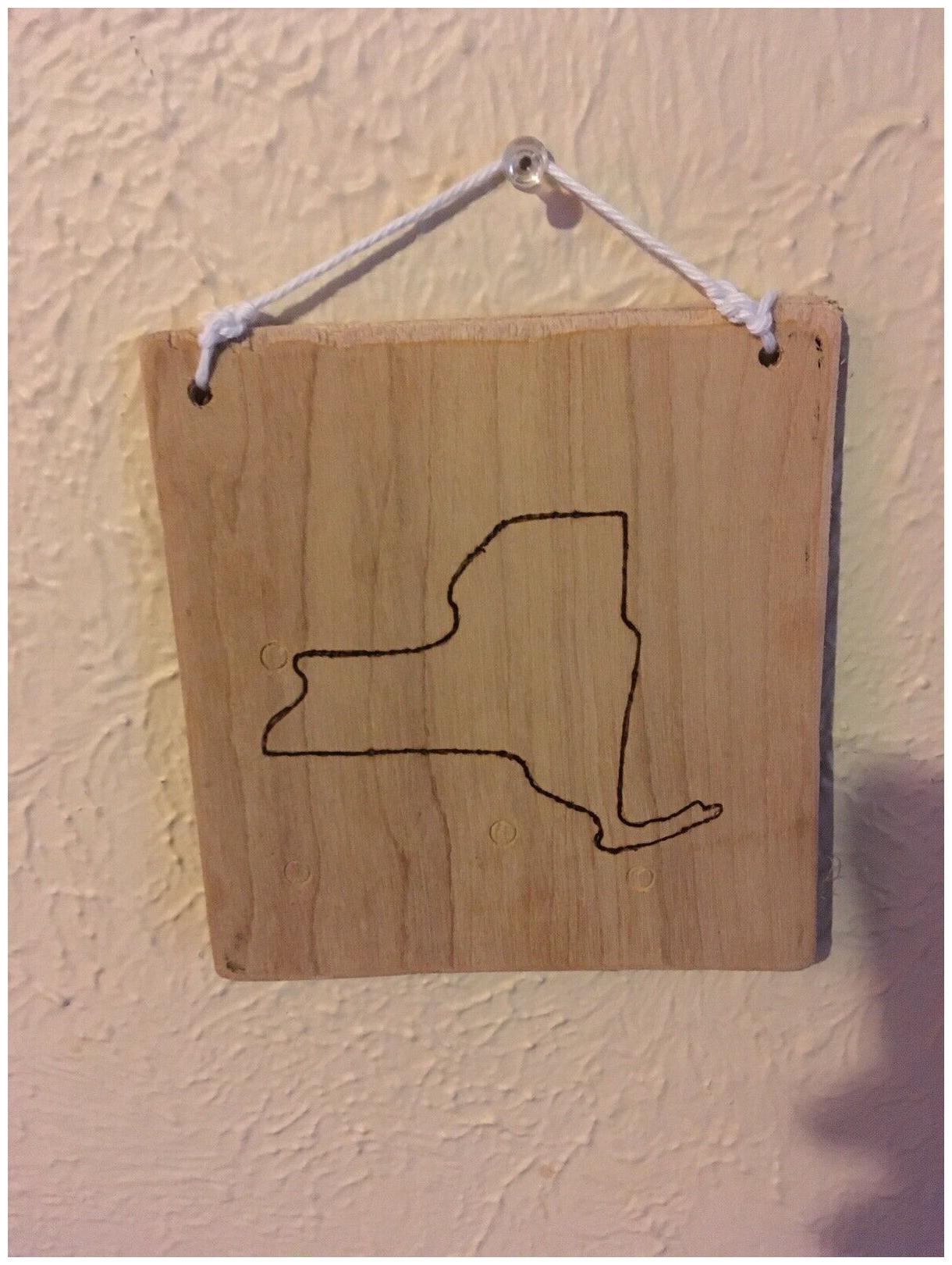

State Of New York Wood Burning On A 5 X 5 Wooden Sign