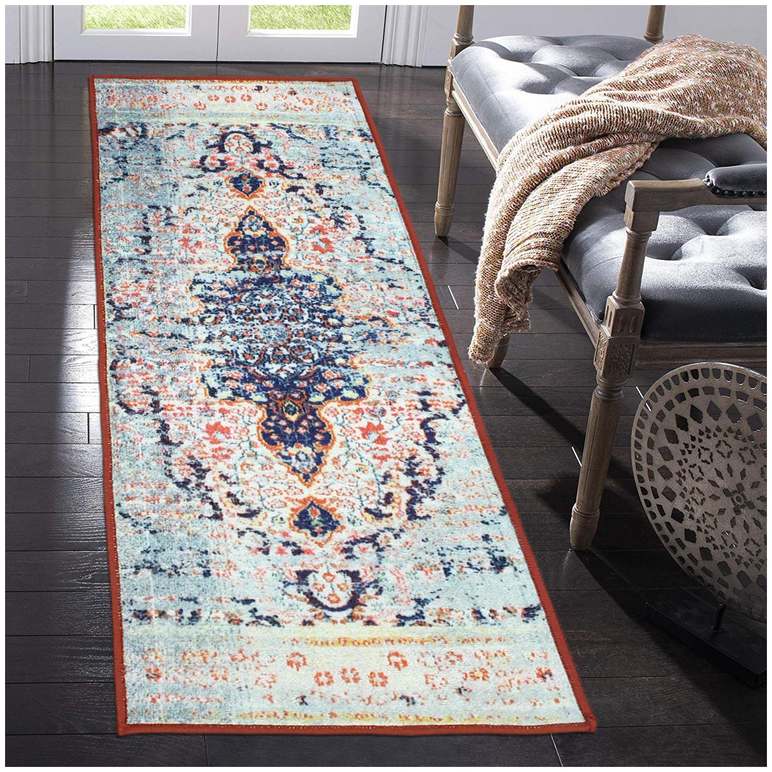 

Status 3D Printed Vintage Persian Bedside Runner Carpet Rug Anti Skid Backing for Home Kitchen Living Area Office Entrance (56 X 140 cm Multi) Pack Of 1
