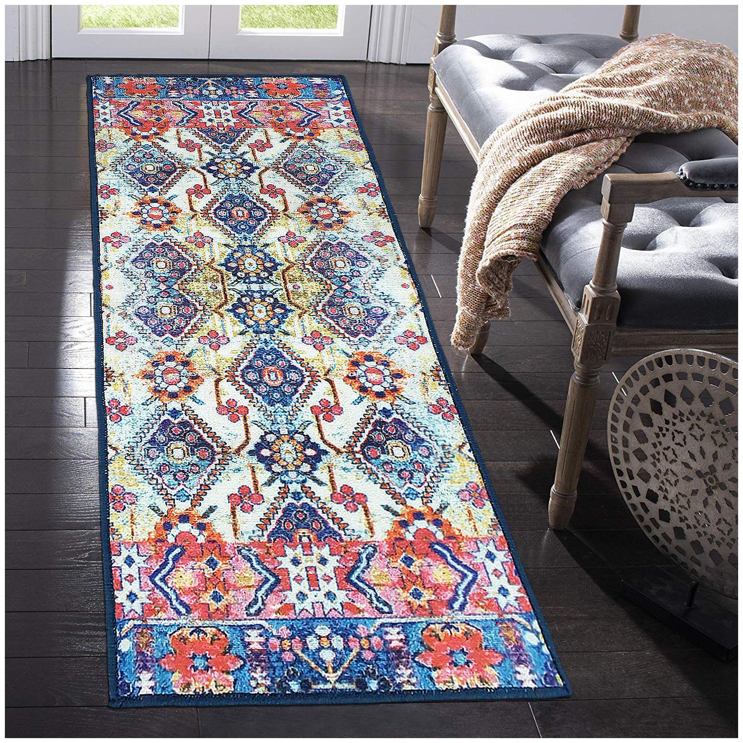 

Status 3D Printed Vintage Persian Bedside Runner Carpet Rug Anti Skid Backing for Home Kitchen Living Area Office Entrance (56 X 140 cm Multi) Pack Of 1