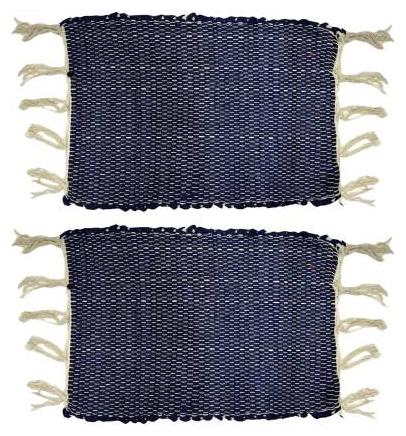 

Status cotton Door Mats Dark Blue Combo (Pack Of 2)