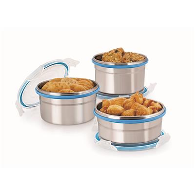 

Steel Lock Airtight Storage Containers Set of 3 Assorted colors