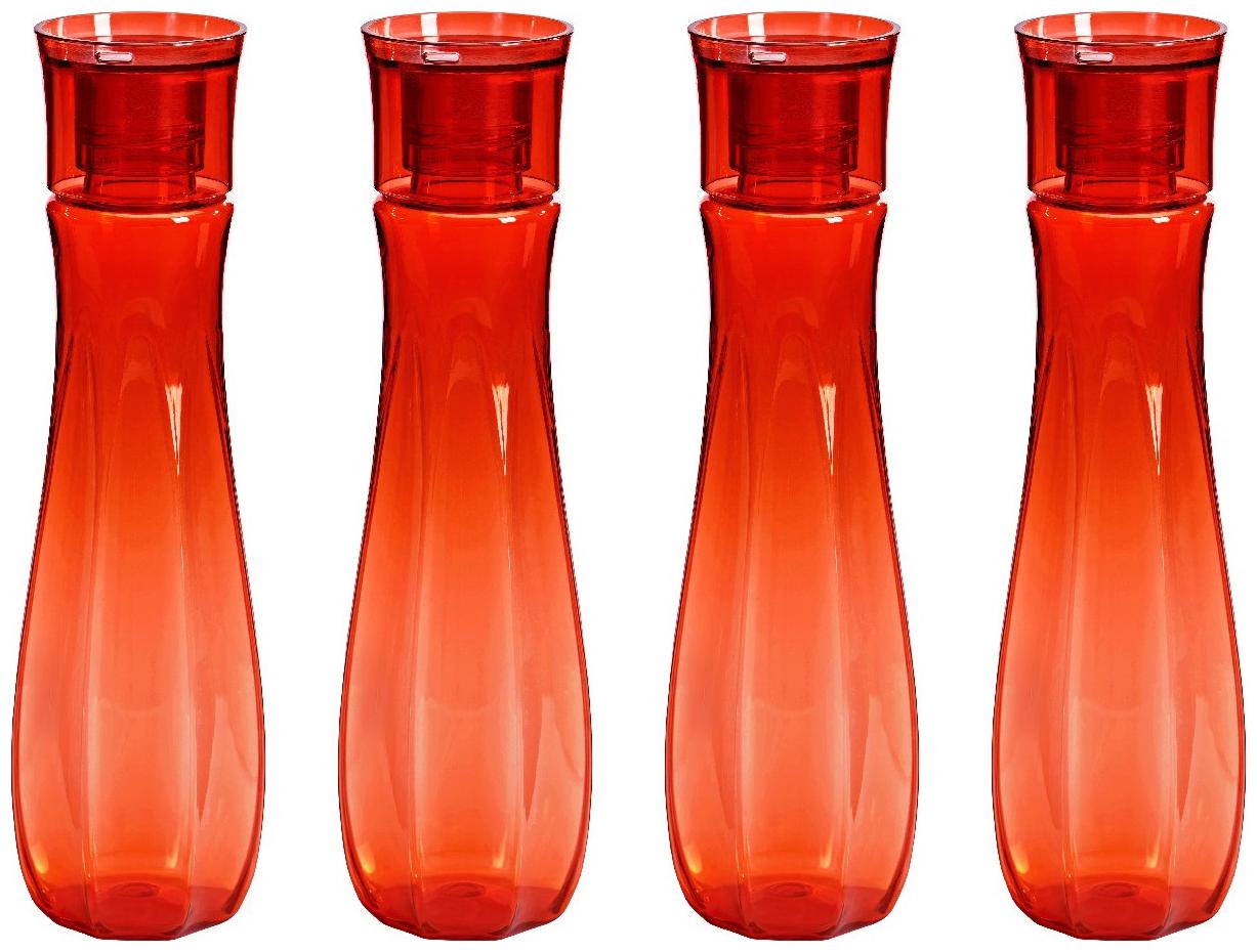 

Steelo Plastic Red Water Bottle ( 1000 ml Set of 4 )