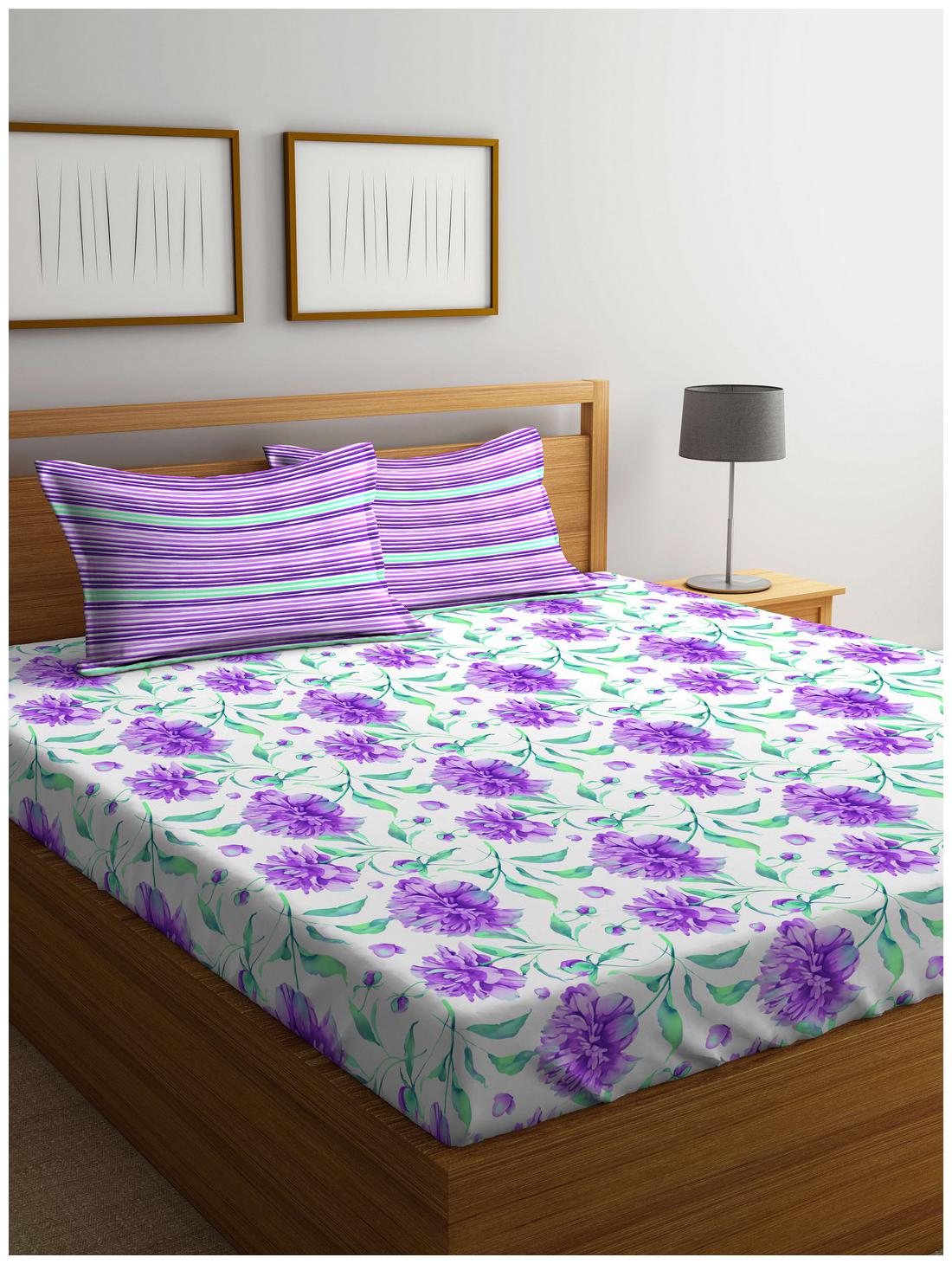 

Stellar Home USA Cotton Printed Double Size Bedsheet 144 TC ( 1 Bedsheet With 2 Pillow Covers Multi )