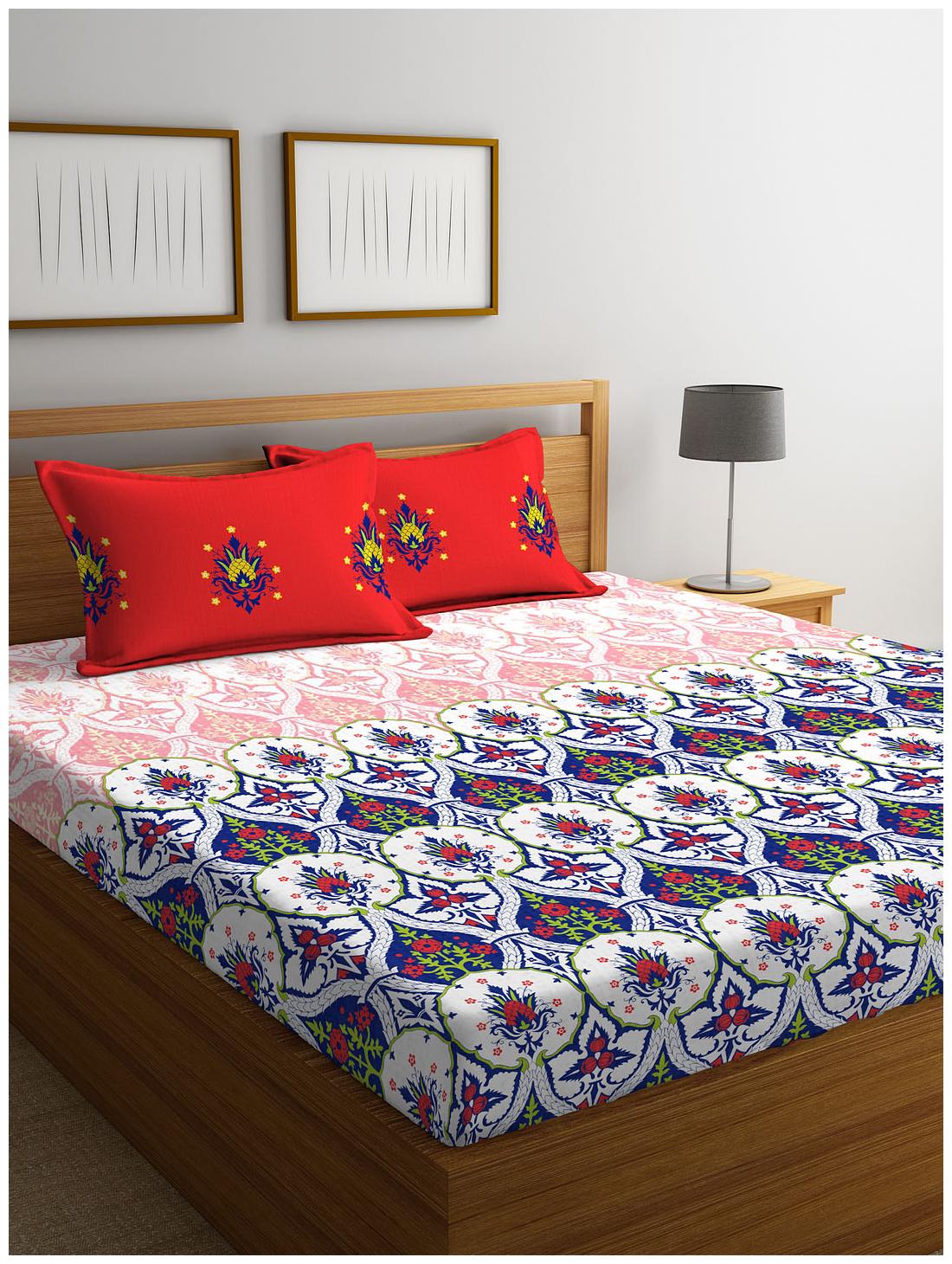 

Stellar Home USA Cotton Printed Double Size Bedsheet 104 TC ( 1 Bedsheet With 2 Pillow Covers Multi )