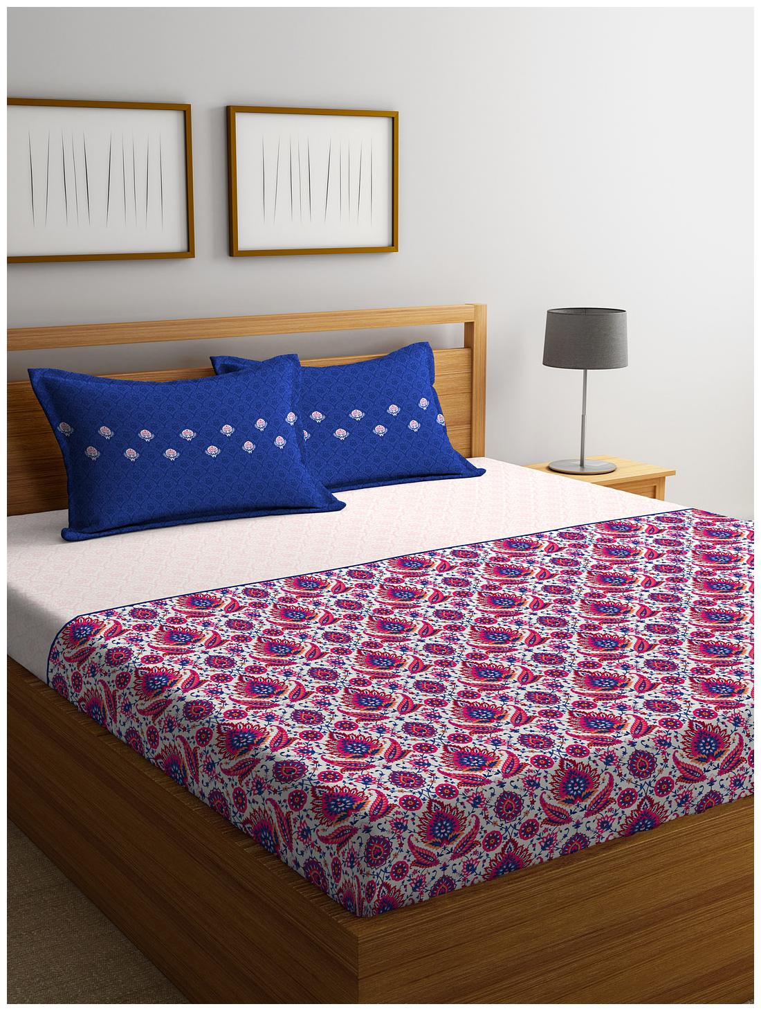 

Stellar Home USA Cotton Printed Double Size Bedsheet 120 TC ( 1 Bedsheet With 2 Pillow Covers Multi )
