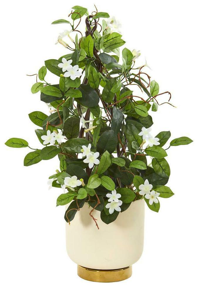 

Stephanotis Artificial Plant in White Designer Bowl Nearly Natural 26 Home Decor