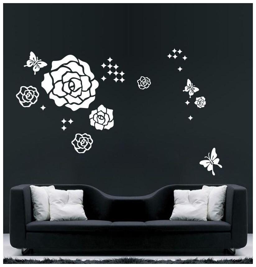 

Sticker Studio flowers butterfly Wall Sticker (PVC Vinyl Size -60 cm x 99 cm)