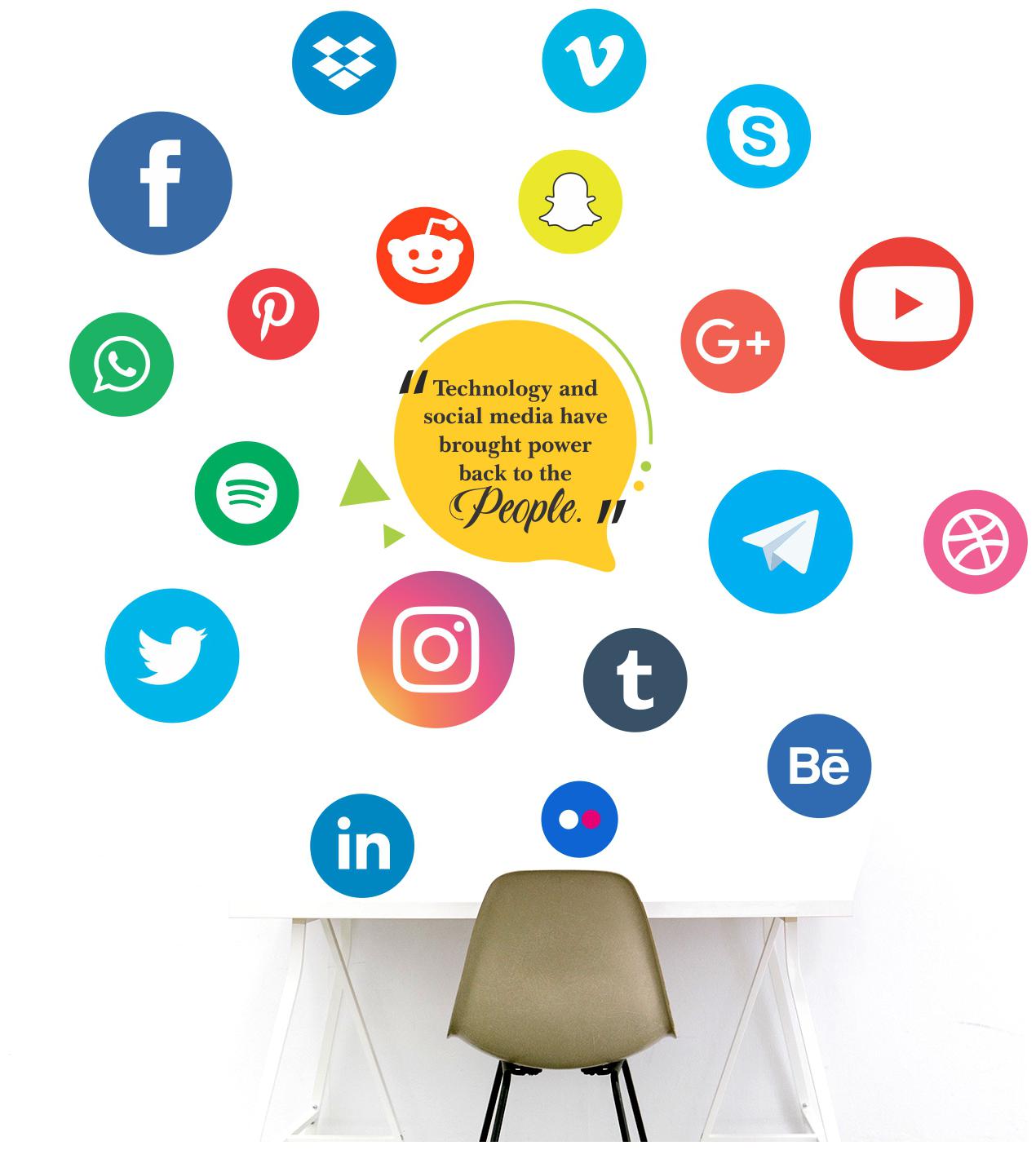 

StickMe Social Media- Facebook- Twitter - Instagram - Office - Inspirational - Motivational Quotes Wall Sticker -SM749 (PVC Vinyl - 120cm X 120 cm)