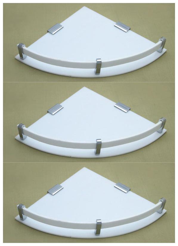 

Stimulus Stylish Acrylic Wall Mount Bathroom Corner Shelf Set Of 3 pcs (Size - 12X12 inch) (Milky White) With Polish Acrylic Patti