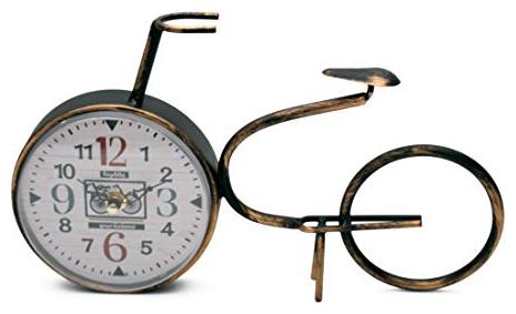

Store2508 Antique Finish Cast Metal Desk Table Clock Vintage Cycle Design Nice Gift for Housewarming Anniversaries Birthdays and Other Occasions 31 5x21 5 cm (Colour A)