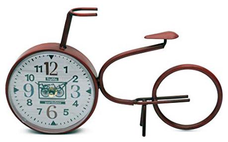 

Store2508 Antique Finish Cast Metal Desk Table Clock Vintage Cycle Design Nice Gift for Housewarming Anniversaries Birthdays and Other Occasions 31 5x21 5 cm (Colour B)