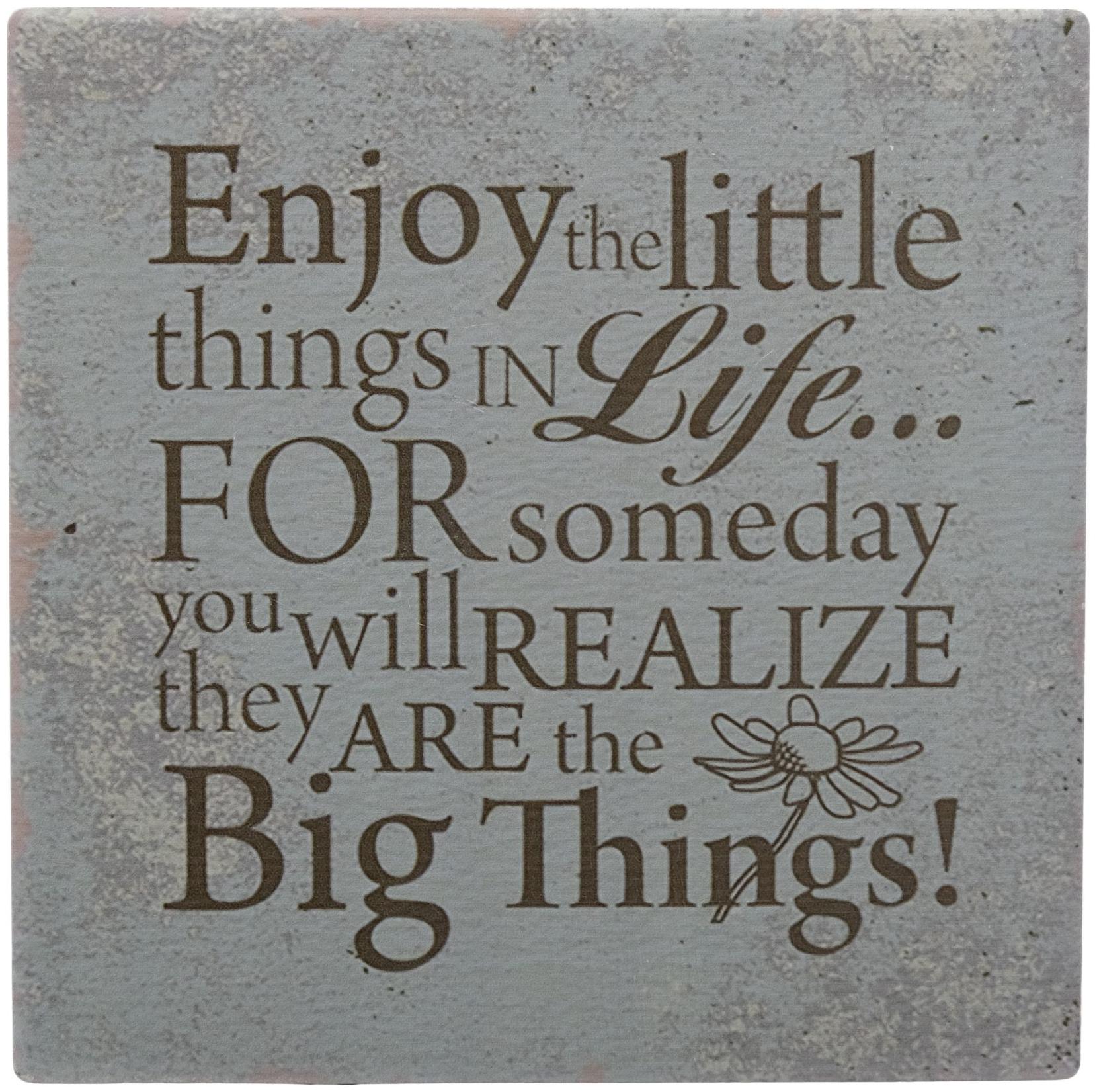 

Store2508 Printed Quotation Showpiece Ceramic Tile with Stand Enjoy Little Things in Life 12 5x12 5x0 5 cm (Design L)