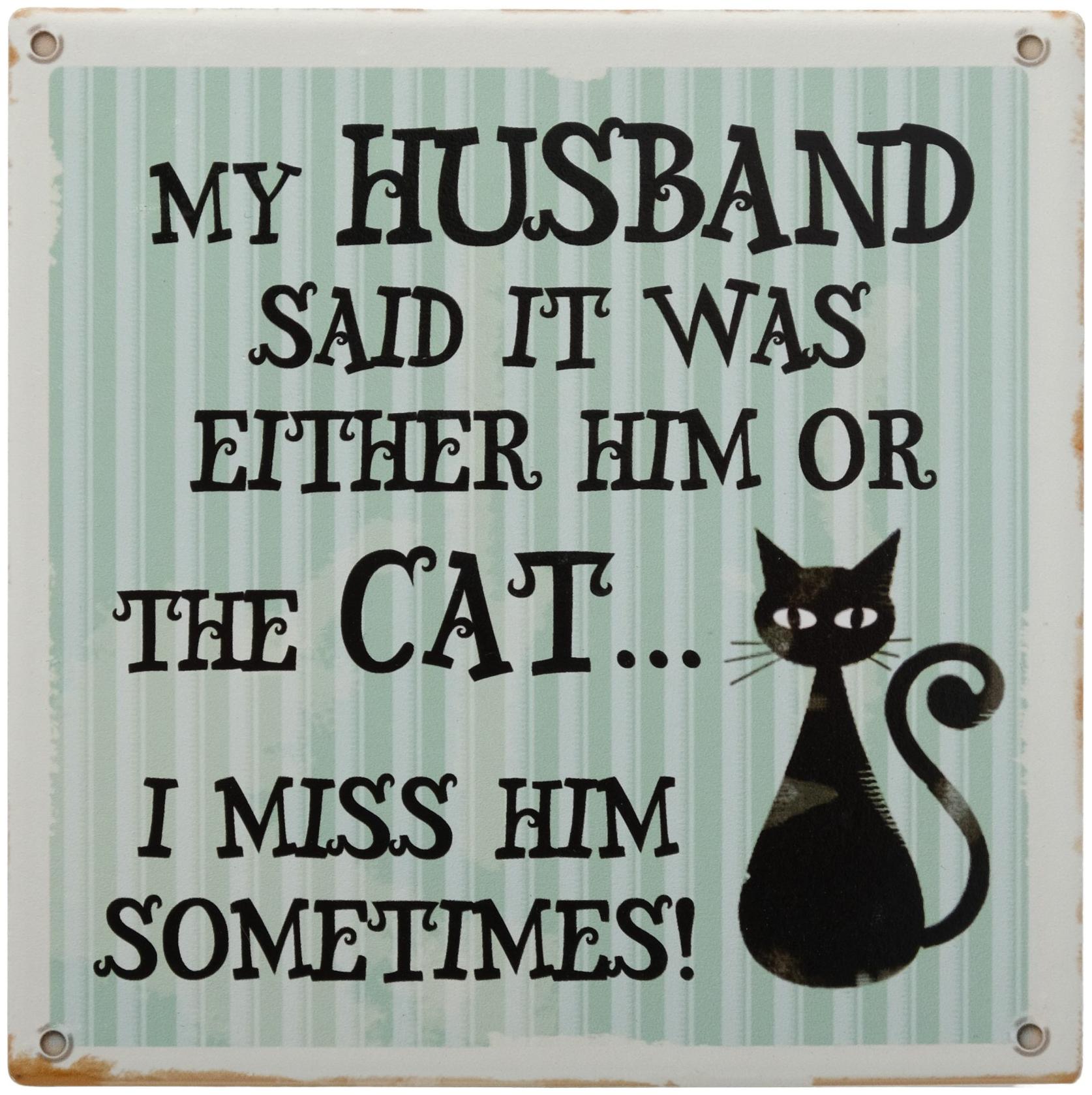 

Store2508 Printed Quotation Showpiece Ceramic Tile with Stand Husband Cat 12 5x12 5x0 5 cm (Design I)