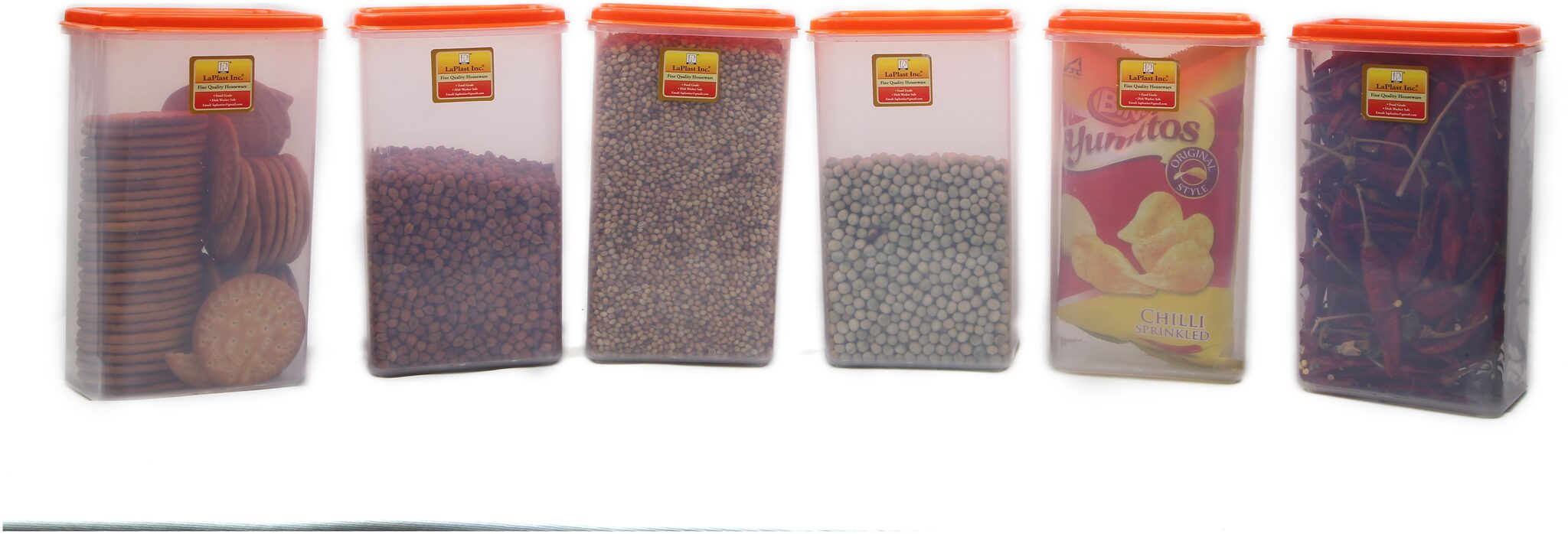 

Laplast 1000 ml Orange Plastic Container Set - Set of 6