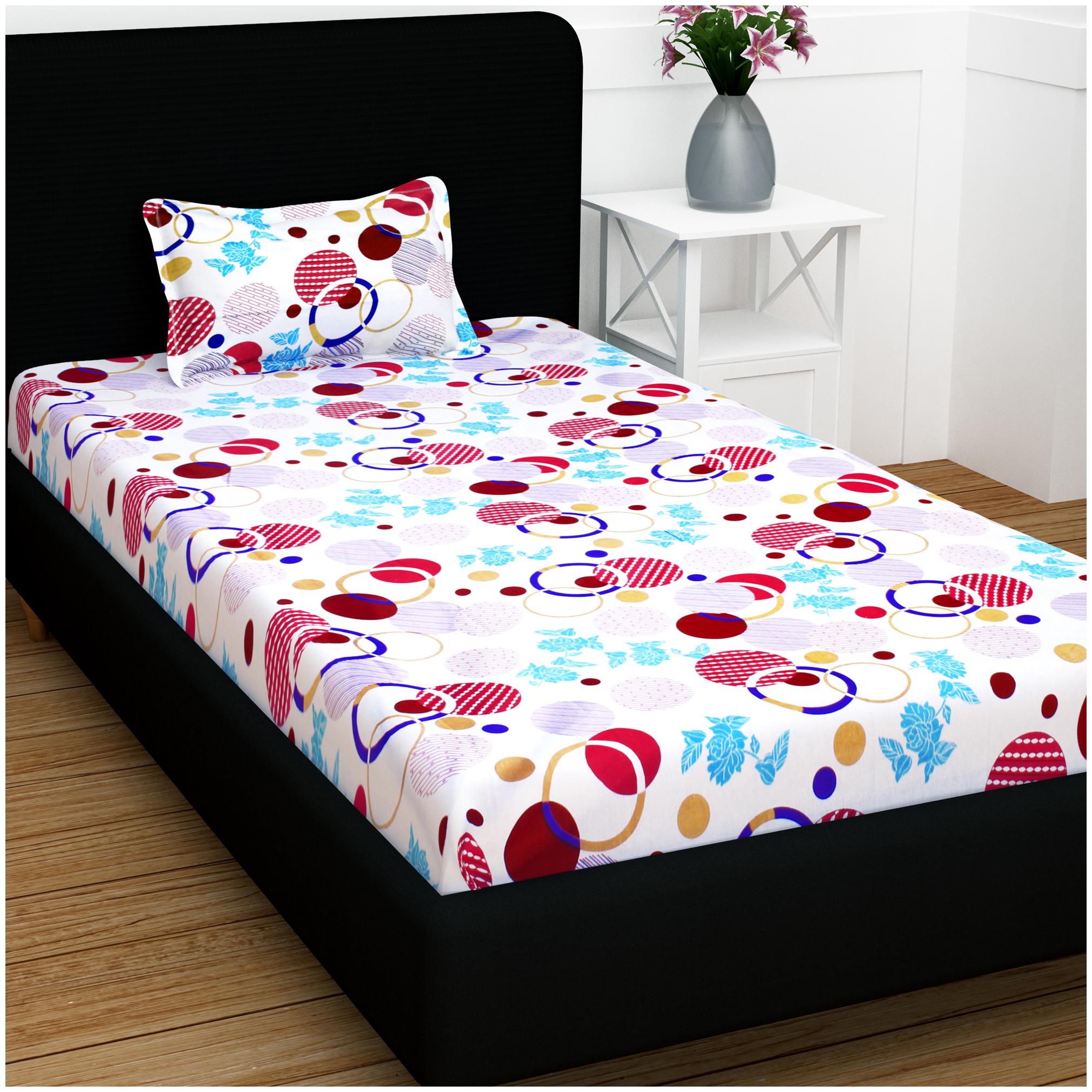 

Story Home Cotton Abstract Single Size Bedsheet 120 TC ( 1 Bedsheet With 1 Pillow Covers White )