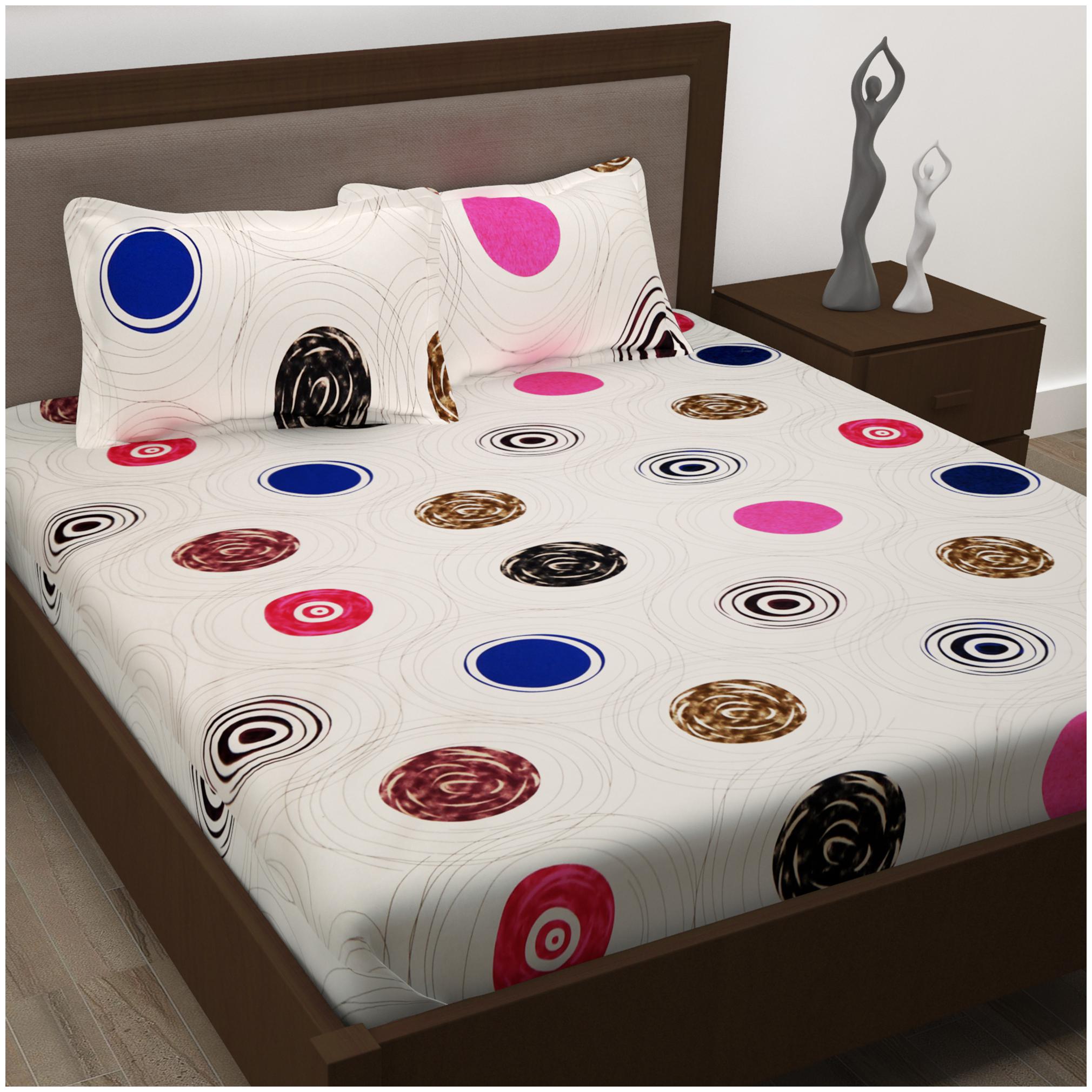 

Story Home Cotton Printed Double Size Bedsheet 186 TC ( 1 Bedsheet With 2 Pillow Covers White )
