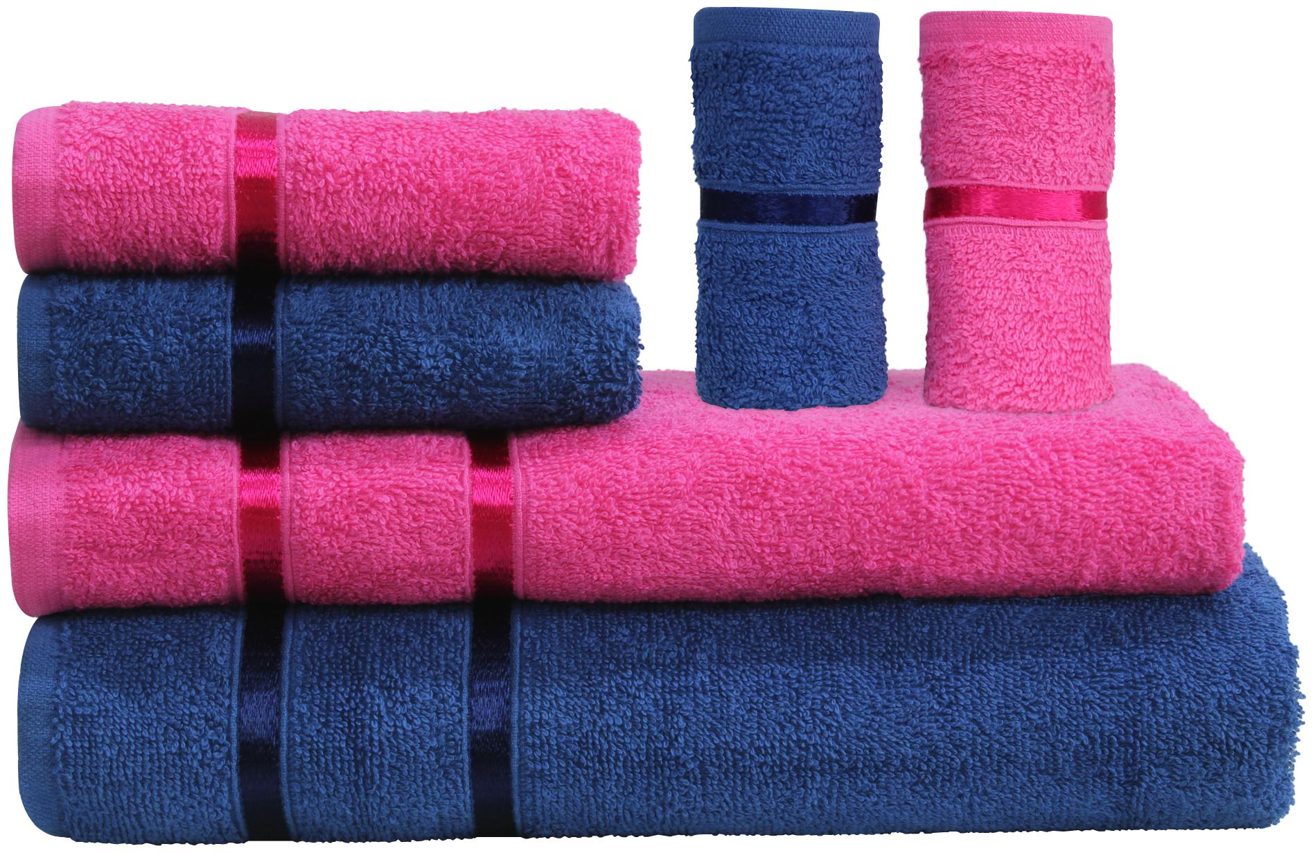 

Story Home 450 GSM Cotton Bath towel ( 6 pieces Pink Blue )