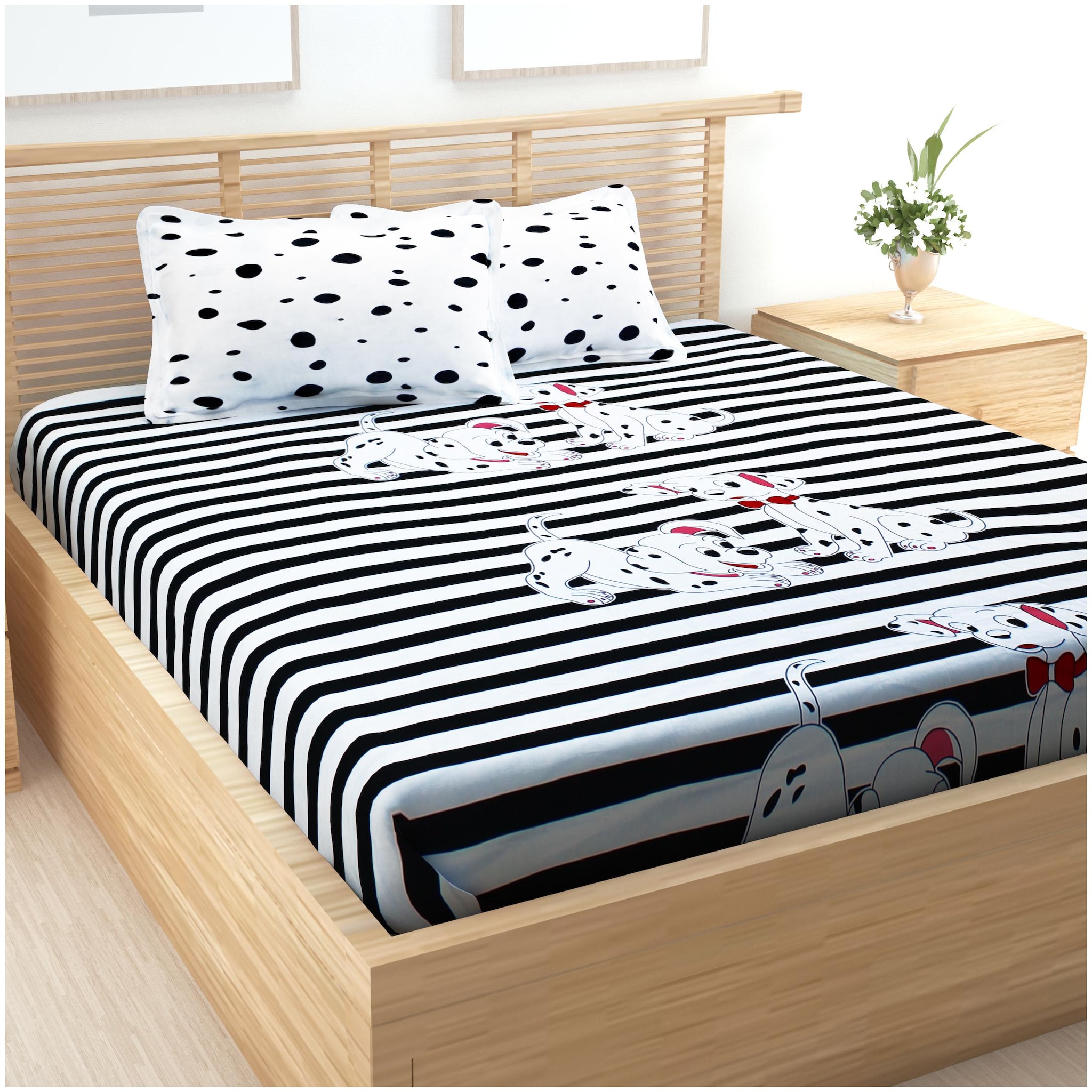 

Story Home Cotton Geometric Double Size Bedsheet 240 TC ( 1 Bedsheet With 2 Pillow Covers White )