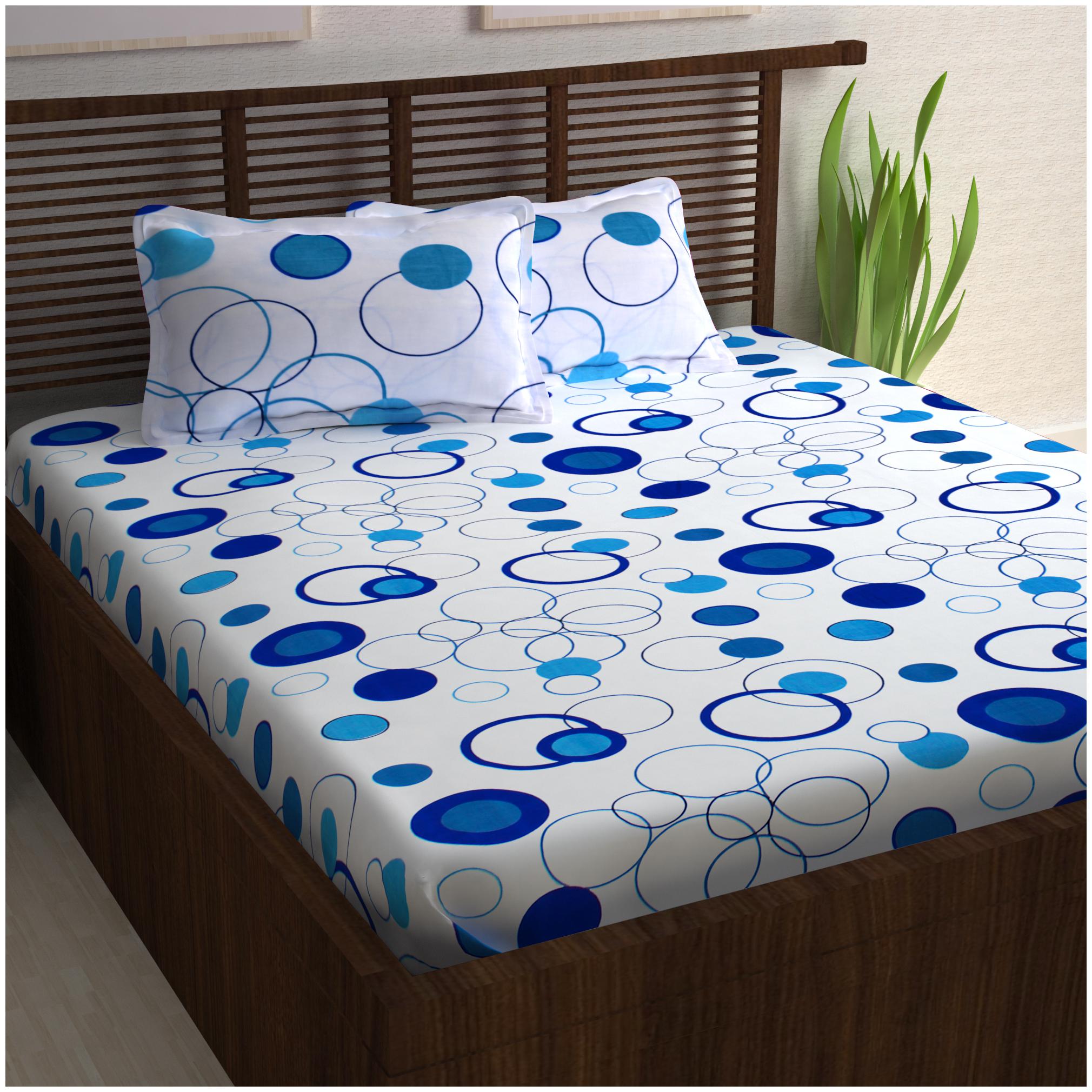

Story Home Cotton Geometric Double Size Bedsheet 152 TC ( 1 Bedsheet With 2 Pillow Covers White )