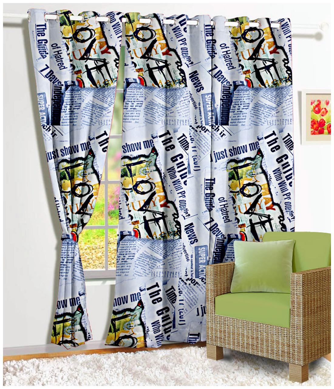 

Story Home Satin Door Semi Transparent Green Regular Curtain ( Eyelet Closure Abstract )